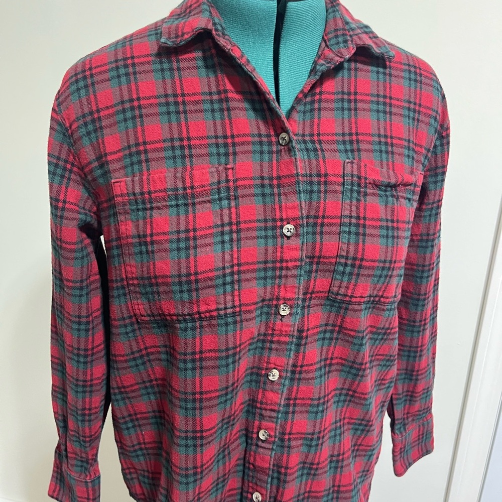 Old Navy Plaid Button Down Shirt - Red and Green